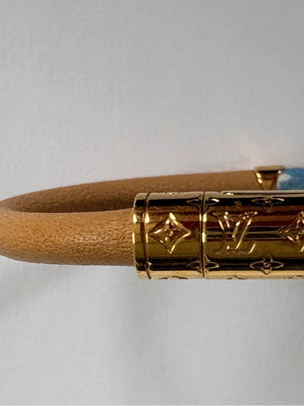 Louis Vuitton Monogram Daily Confidential Bracelet Blue & Tan with Gold Hardware - Picture 9 of 12